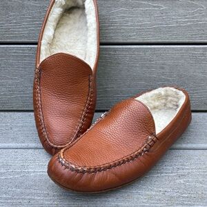 Allen Edmonds Banff Brown Leather Shearling Moccasin Loafer Driving Moc sz 8 D